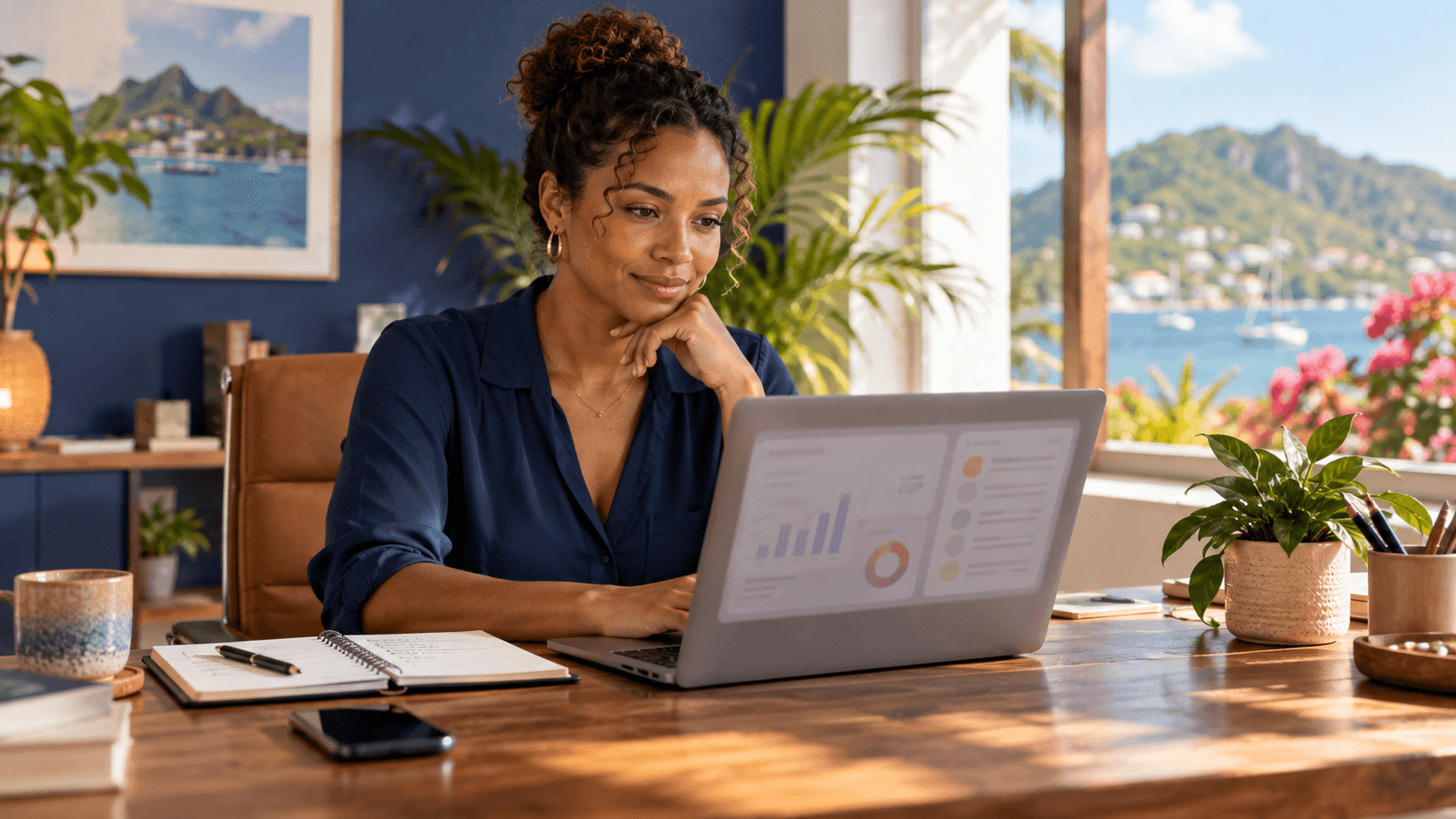 Entrepreneuse pilotant ses priorités avec Rosie Business Hub