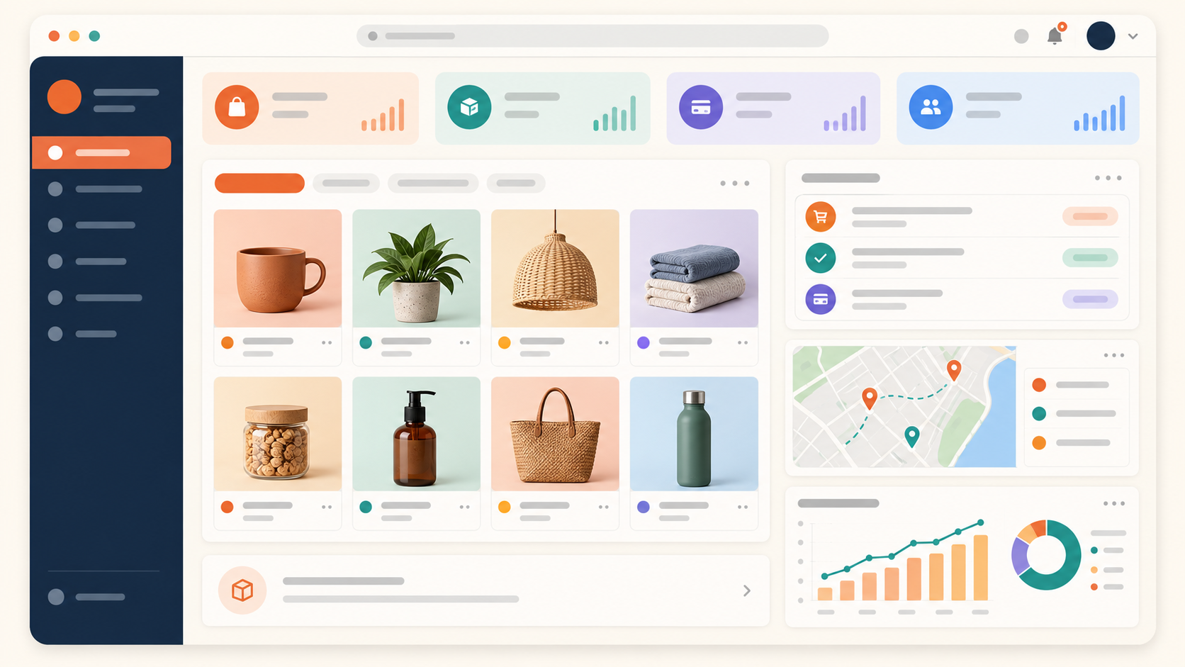 Tableau de bord TisitMarket avec catalogue, commandes et activité vendeur